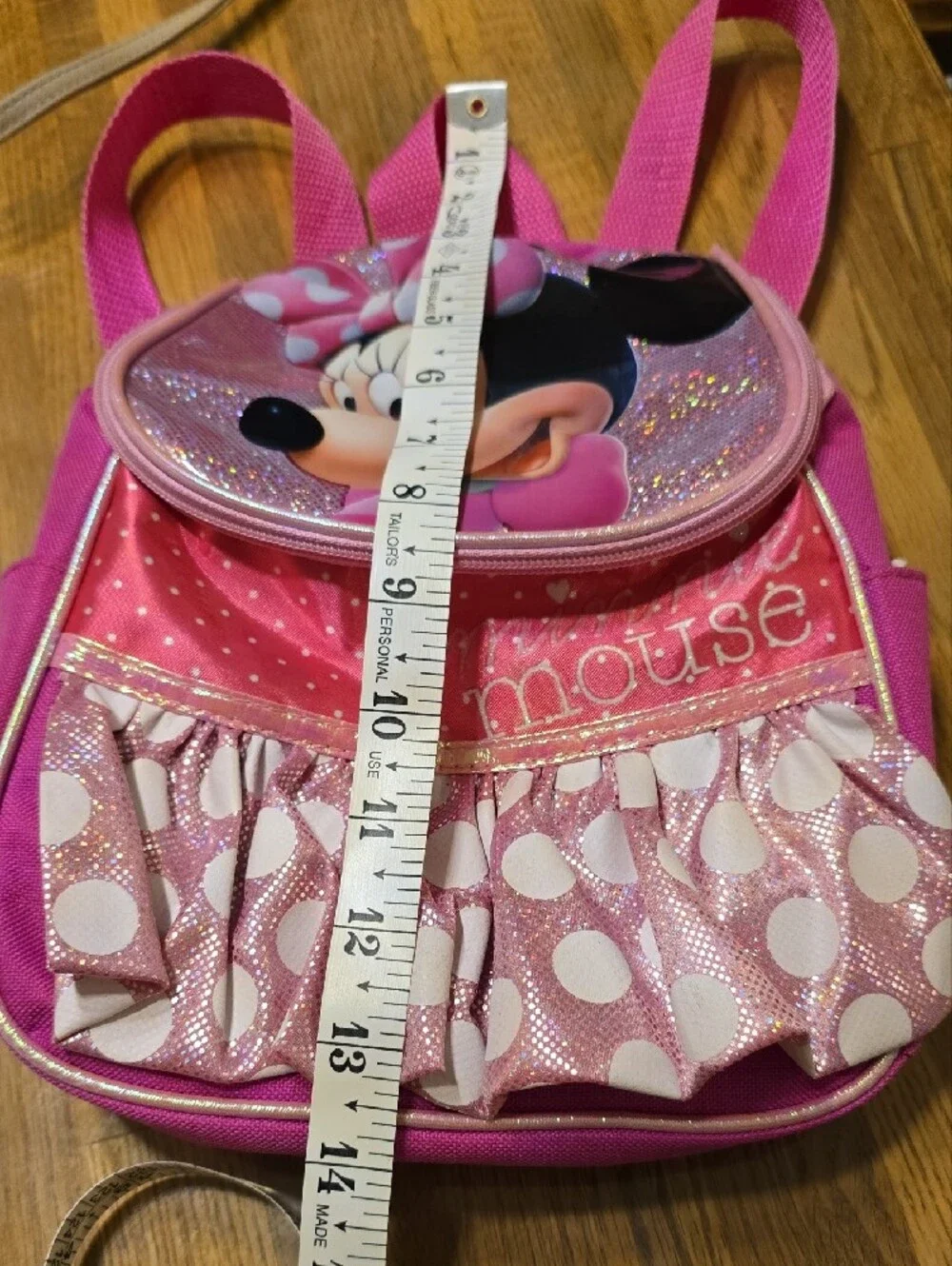 Disney Minnie Mouse Pink Glitter Girls Backpack